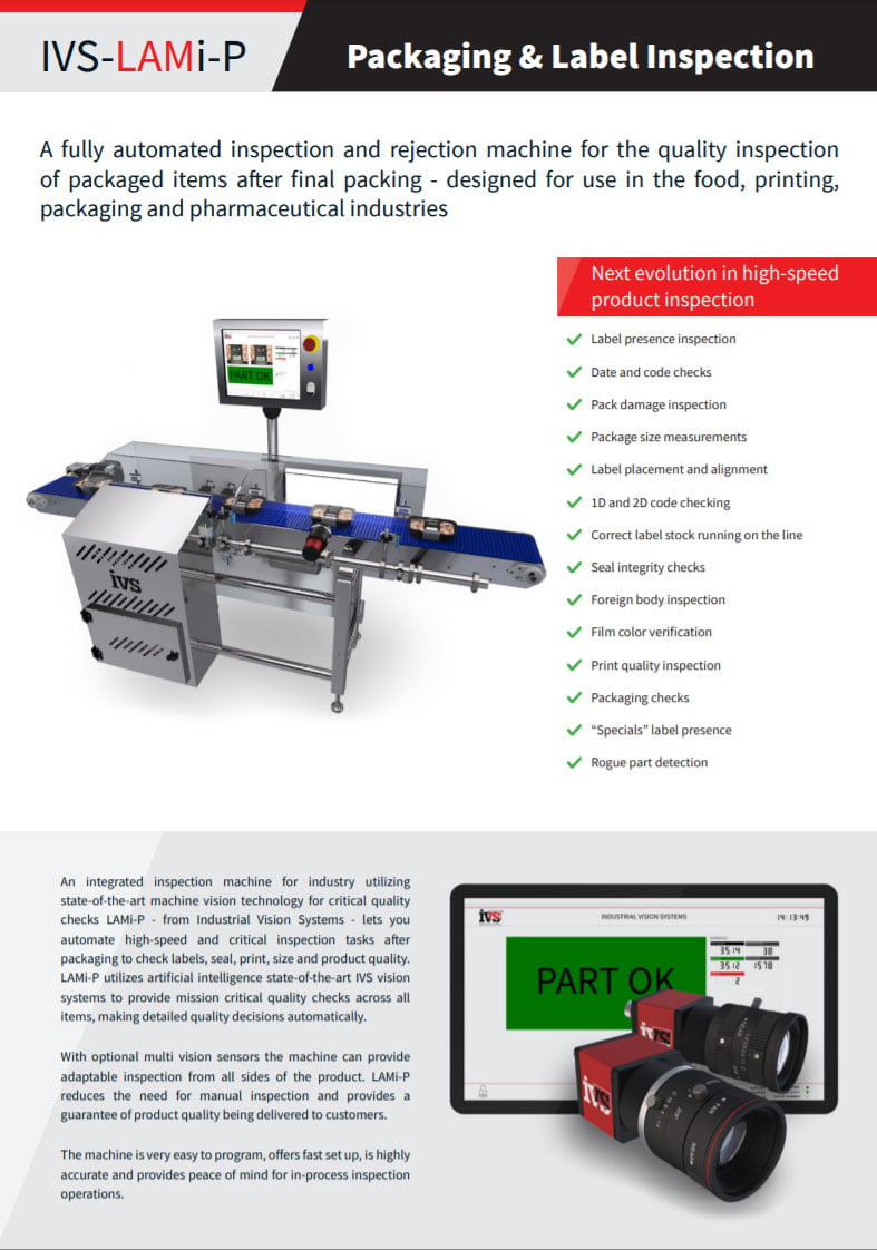 IVS Packaging and Label Inspection IVS-LAMi-P Datasheet