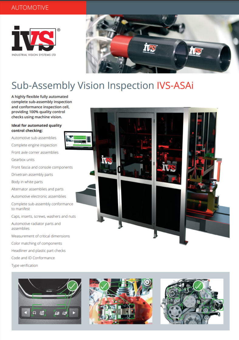 IVS Sub-Assembly Vision Inspection IVS-ASAi Datasheet